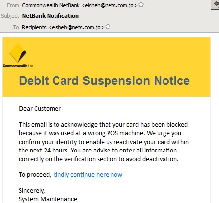 commonwealth bank fraud email